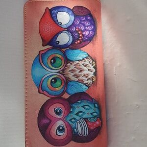 New Whimsical Owl Wallet 2 Moda Double Zipper Multi Pocket Wallet